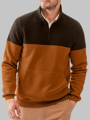 Men's Fashionable Color Block Half Zip Outdoor Casual Sweatshirt
