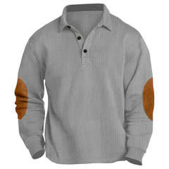 Men's Outdoor Long-Sleeved Lapel Top Ribbed Sweater