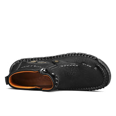 (⏰Last Day 70% OFF🔥)Men's Top-Quality Motorcycle Boots Hand-Stitched Genuine Leather Boots-Wide Toe, Waterproof, Anti-Slip, Anti-Sprain,Suitable for Work, Driving, Hiking