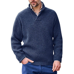 Men's Solid color Casual Pullover Long-sleeved V-neck Loose Sweater