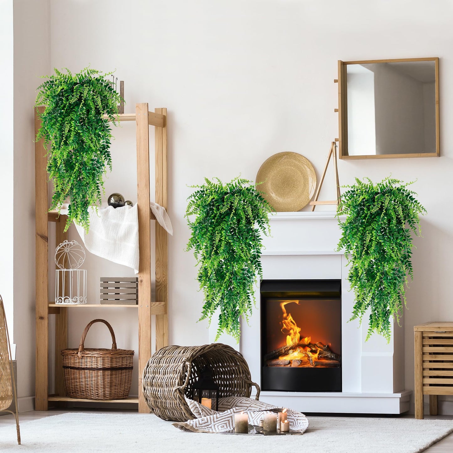 Artificial Hanging Plants Fake Hanging Plant Faux Hanging Boston Ferns Fake Ivy Vines Greenery