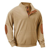 Men's Casual Long Sleeve Stand Collar Pullover Sweatshirts With Pocket