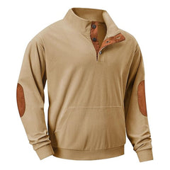 Men's Casual Long Sleeve Stand Collar Pullover Sweatshirts With Pocket