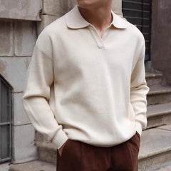 2024 Casual V-neck sweater with lapel neck