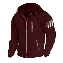 Men's American Flag Hoodie Jacket Zip Up Vacation Streetwear Fleece Hoodie
