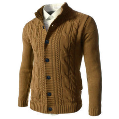 Gentleman's Casual Jacquard Buttons Sweater