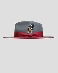 Ferguson Fedora Hat - Slate + Burgundy