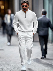 Simple Quarter Zip Tracksuit Set