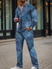 Modern Denim Print 2-Piece Set