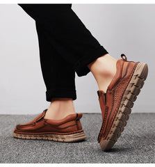 Men's Casual Leather Split Flat Loafers
