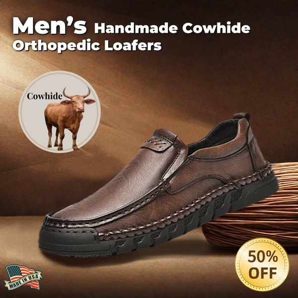 ⏰Last Day! 70% OFF 🔥Men's Handmade Leather Loafers with Arch Support & Wide Toe Box