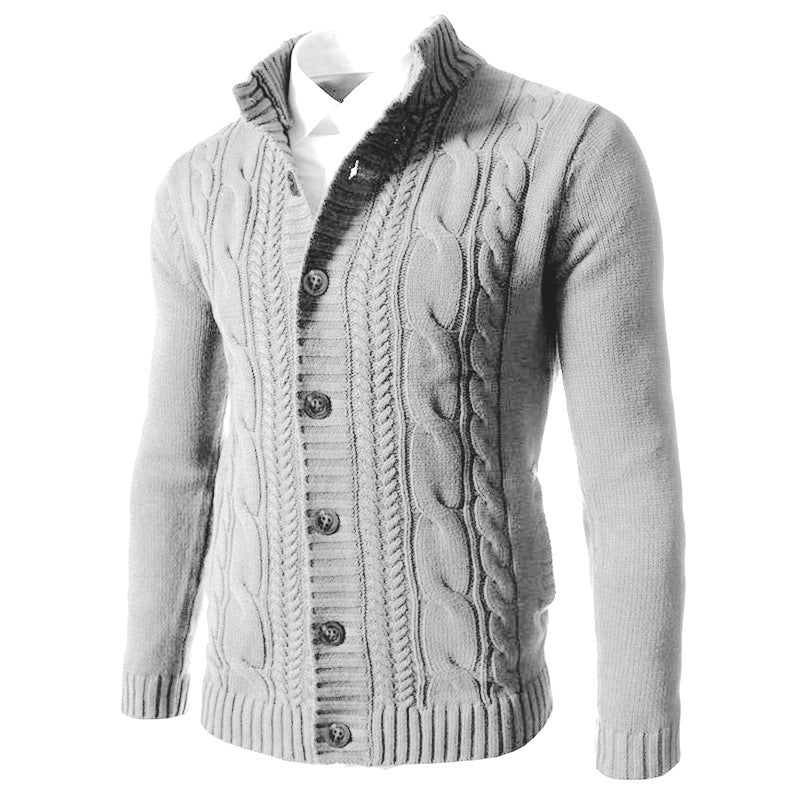 Gentleman's Casual Jacquard Buttons Sweater