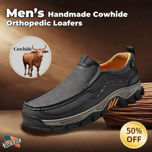 ⏰50% OFF🔥 Men's Handcrafted Wide Toe Loafers | Arch Support Leather Shoes