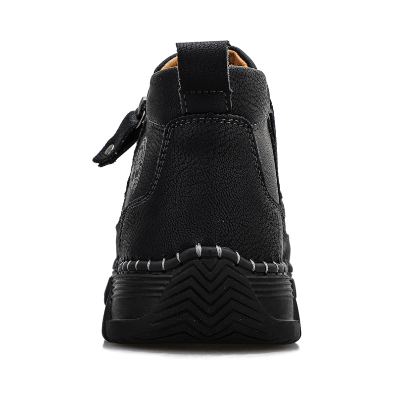 Men's Premium Leather Slip On Ankle Boots Side Zipper Casual Comfort Moccasin Chukka Boots Outdoor Walking Loafers for Working Driving Hiking