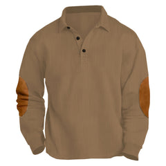 Men's Outdoor Long-Sleeved Lapel Top Ribbed Sweater