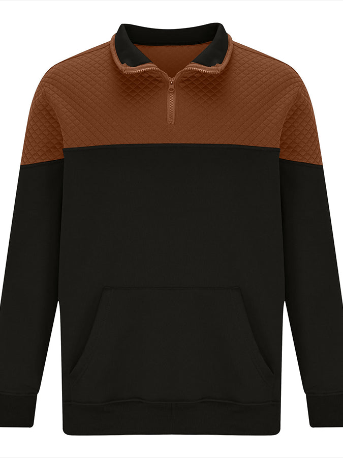 Men's Fashionable Color Block Half Zip Outdoor Casual Sweatshirt
