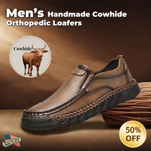 ⏰Last Day! 70% OFF 🔥Men's Handmade Leather Loafers with Arch Support & Wide Toe Box