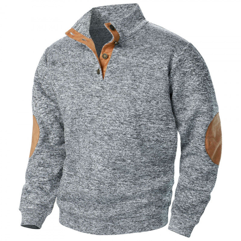 New Men's Stand Collar Joint Stitching Casual Jacquard Cardigan Sweater