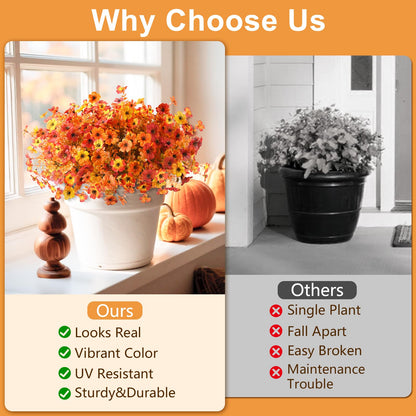 🔥Hot Sale Each Only $2.49🌼Lifelike UV-Resistant Autumn Flowers – Waterproof, Windproof & Perfect for Fall Decor 🍂