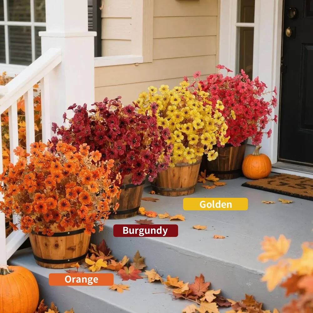 🔥Hot Sale Each Only $2.49🌼Lifelike UV-Resistant Autumn Flowers – Waterproof, Windproof & Perfect for Fall Decor 🍂