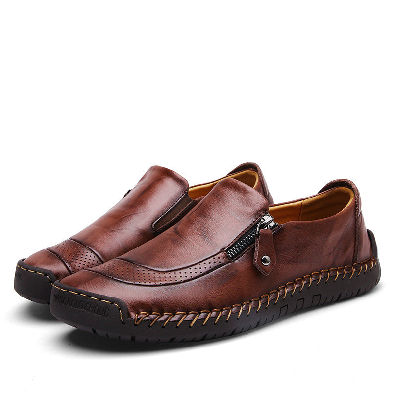 🔥Hot Sale🎁Mens Handmade Side Zipper Casual Comfy Leather Slip On Loafers