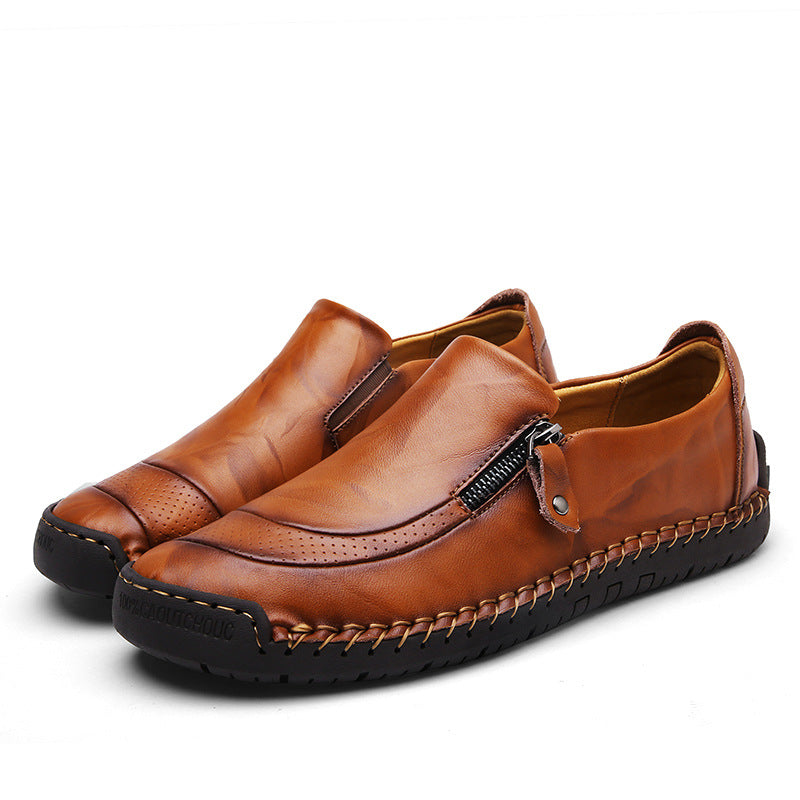 🔥Hot Sale🎁Mens Handmade Side Zipper Casual Comfy Leather Slip On Loafers
