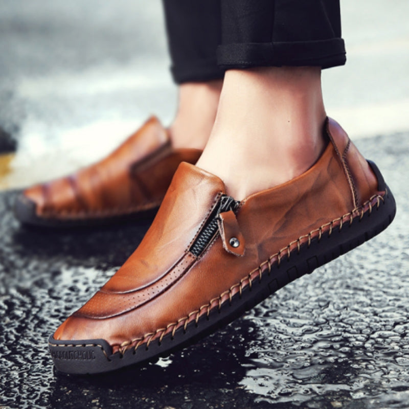 🔥Hot Sale🎁Mens Handmade Side Zipper Casual Comfy Leather Slip On Loafers