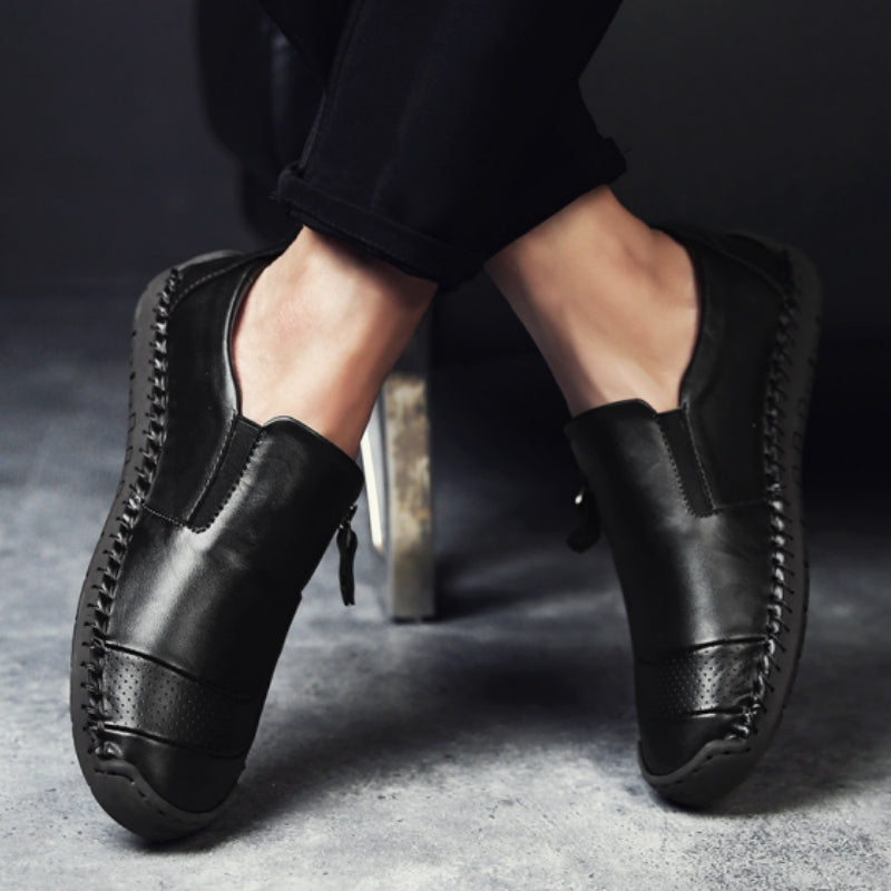 🔥Hot Sale🎁Mens Handmade Side Zipper Casual Comfy Leather Slip On Loafers