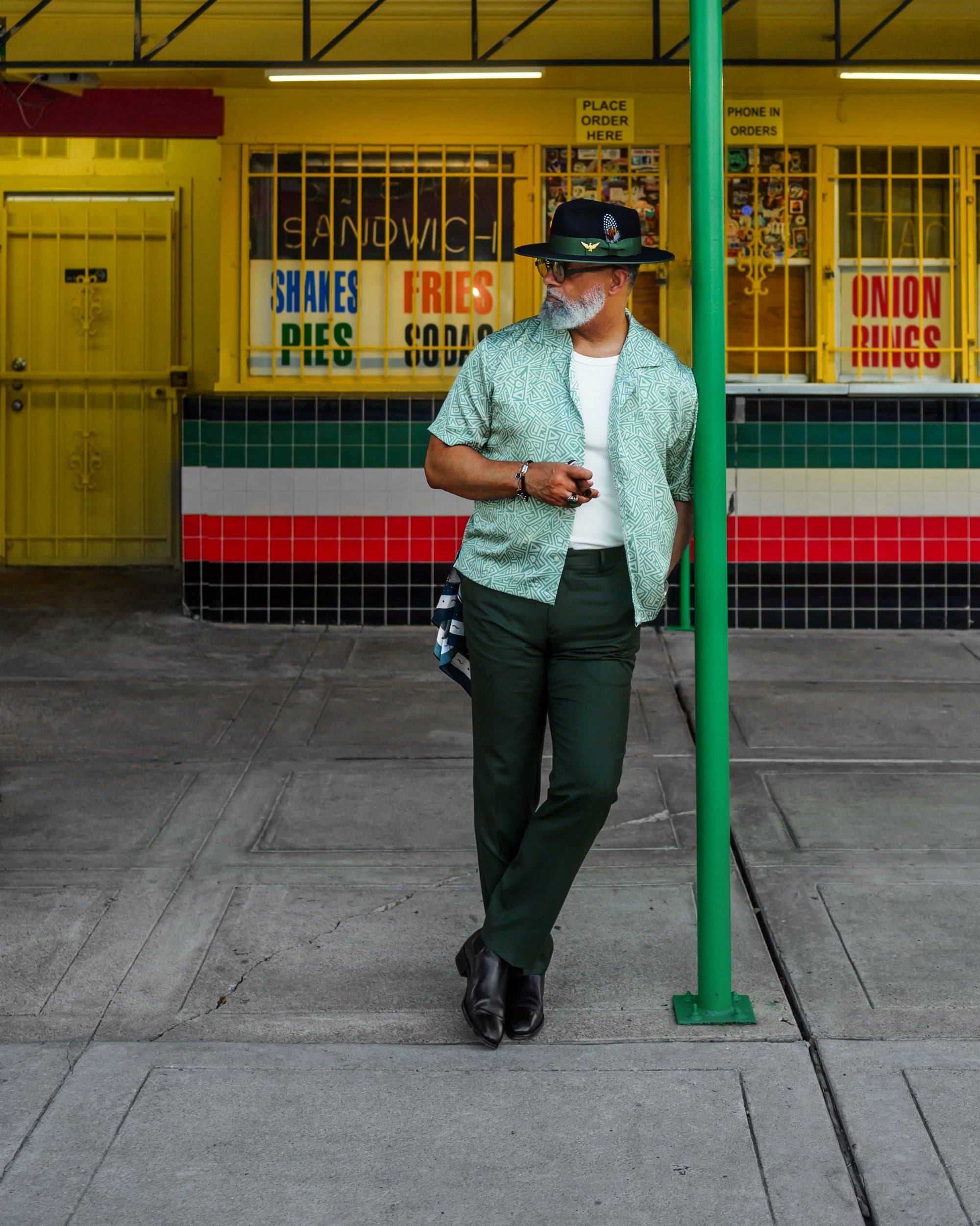 Ferguson Fedora Hat - Black + Green