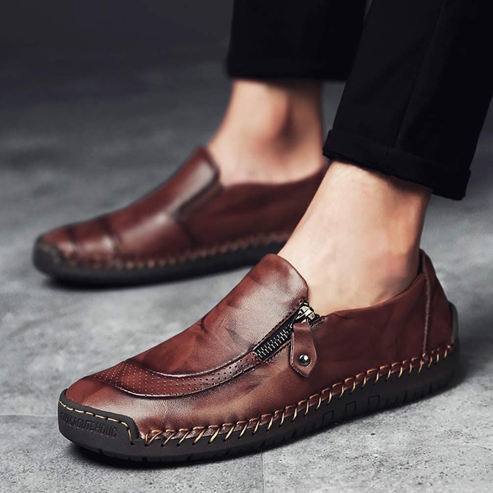 🔥Hot Sale🎁Mens Handmade Side Zipper Casual Comfy Leather Slip On Loafers