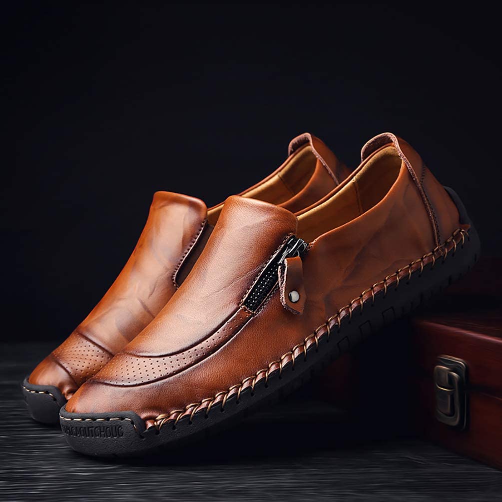 🔥Hot Sale🎁Mens Handmade Side Zipper Casual Comfy Leather Slip On Loafers