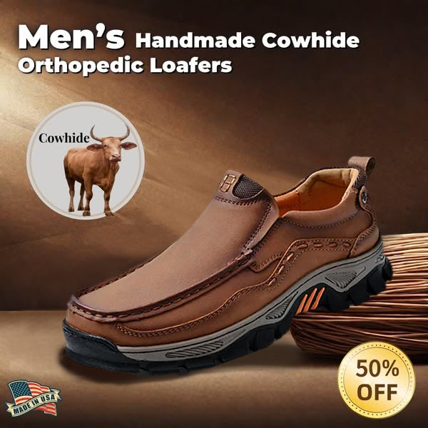 ⏰50% OFF🔥 Men's Handcrafted Wide Toe Loafers | Arch Support Leather Shoes