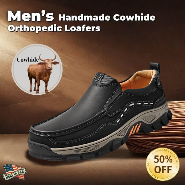 ⏰50% OFF🔥 Men's Handcrafted Wide Toe Loafers | Arch Support Leather Shoes